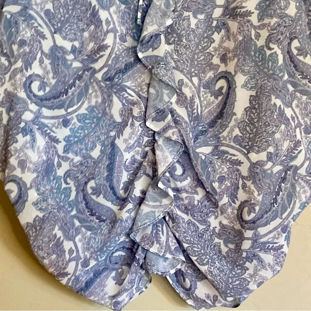 NEW REVOLVE For Love and Lemons Paisley Floral Ruched Mini Skirt Gray Pink XL